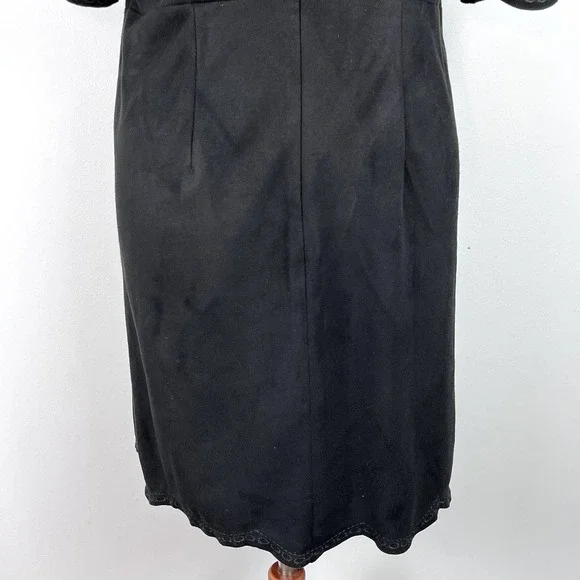 Bar III Black Embroidered Faux Suede Mini Shift Dress Size Large - Picture 9 of 13